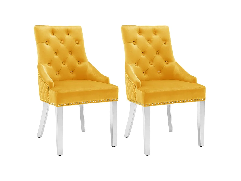 Chaises à manger lot de 2 jaune velours