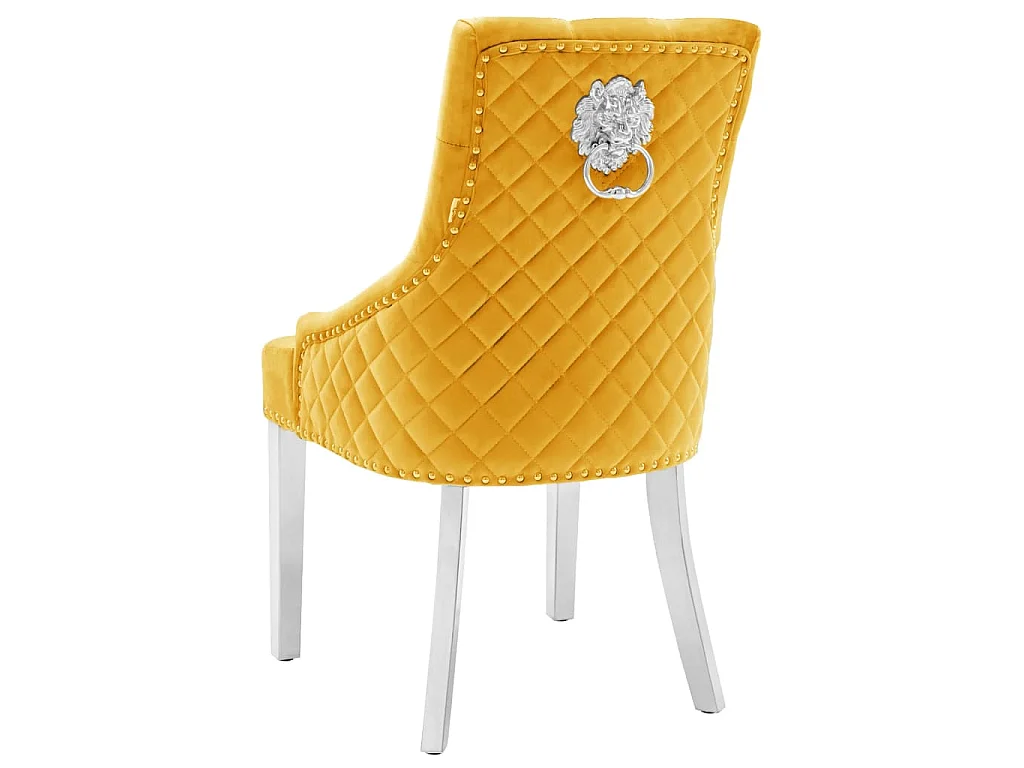 Chaises à manger lot de 2 jaune velours