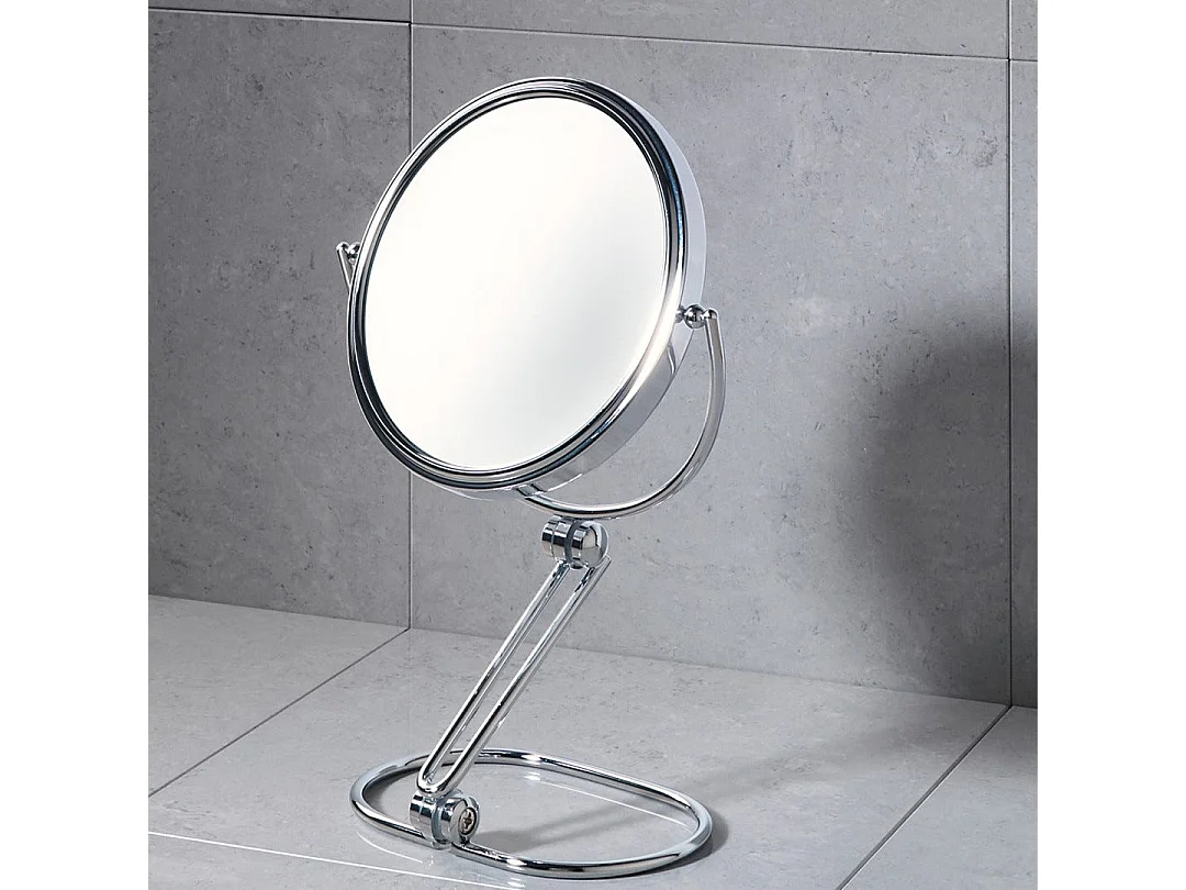 Miroir De Maquillage Grossissant En Métal Chromé