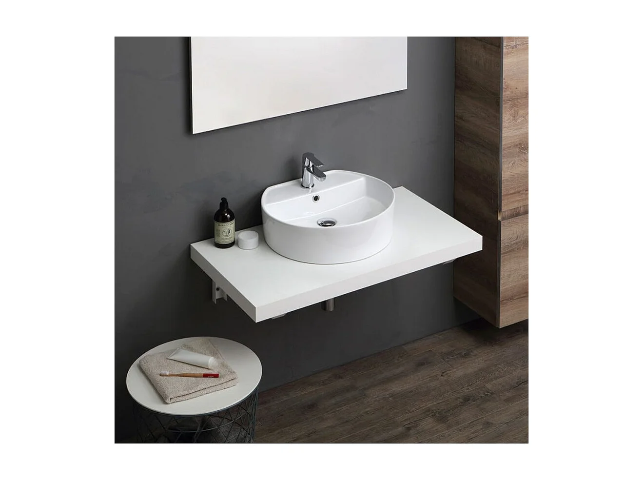 Étagère D'appui Pour Lavabo Blanc Brossé 60 Cm | Valentina