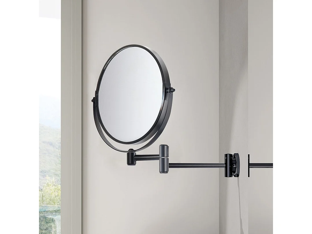 Miroir Mural Grossissant En Métal Noir Mat