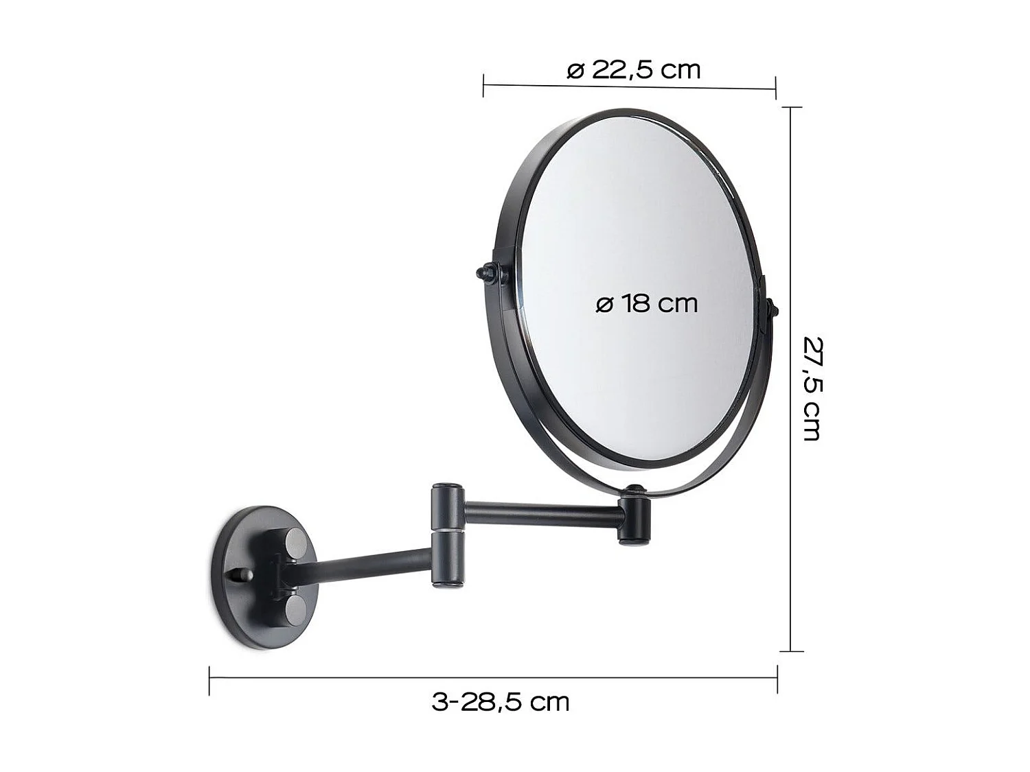 Miroir Mural Grossissant En Métal Noir Mat