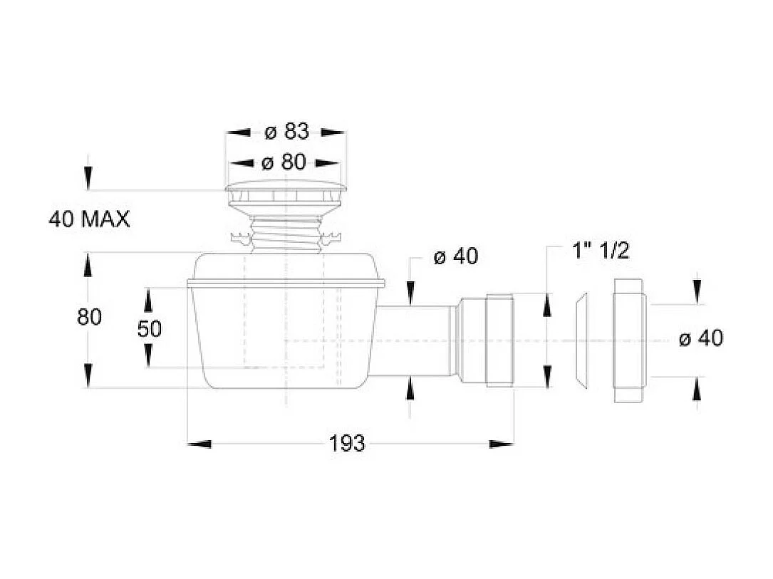 Bonde Pour Receveurs De Douche Standard 60 Mm