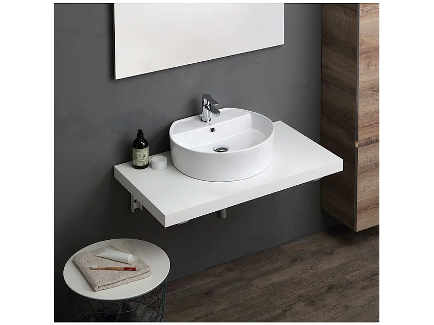 Piano Étagère Sous-Lavabo En Bois Blanc De 90 Cm | Valentina