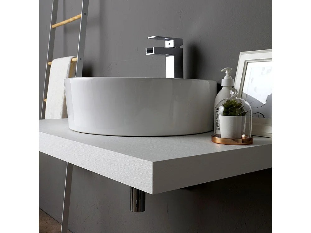 Piano Étagère Sous-Lavabo En Bois Blanc De 90 Cm | Valentina