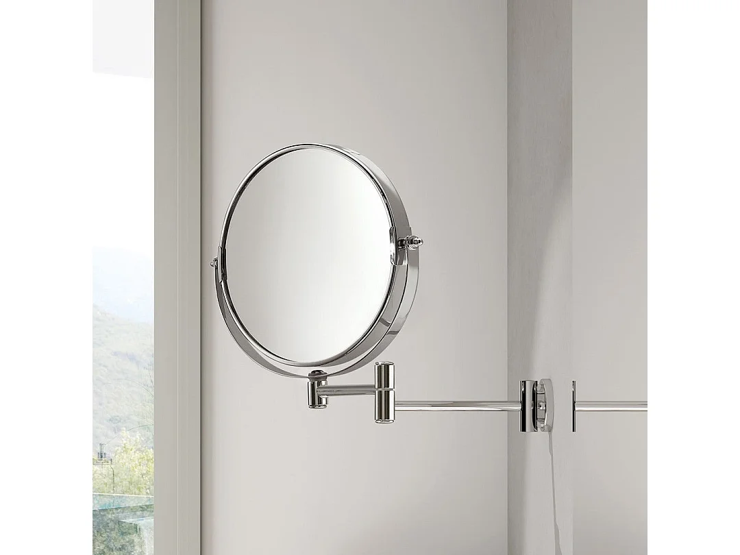 Miroir Grossissant Mural En Laiton Chromé 3X