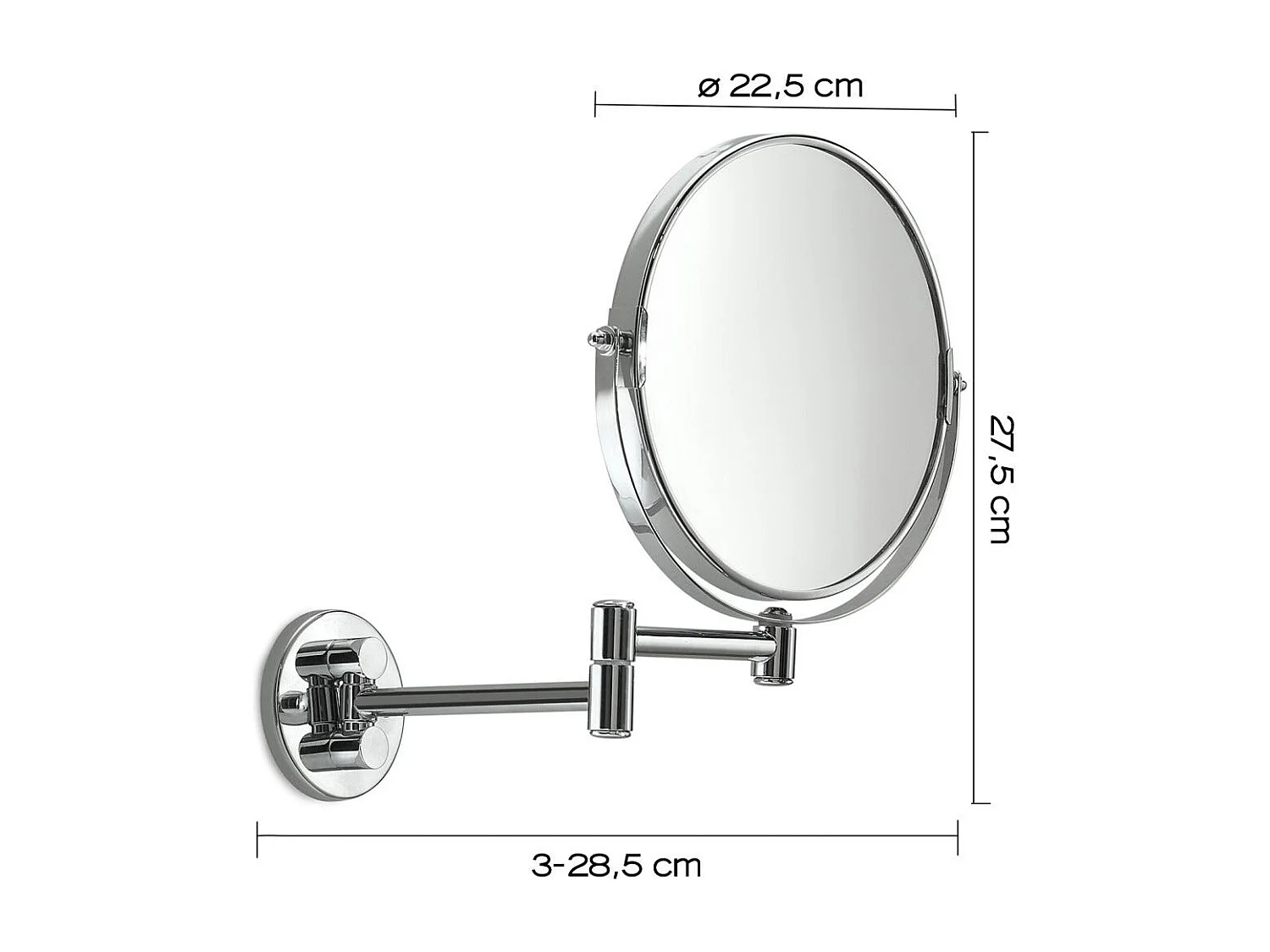 Miroir Grossissant Mural En Laiton Chromé 3X