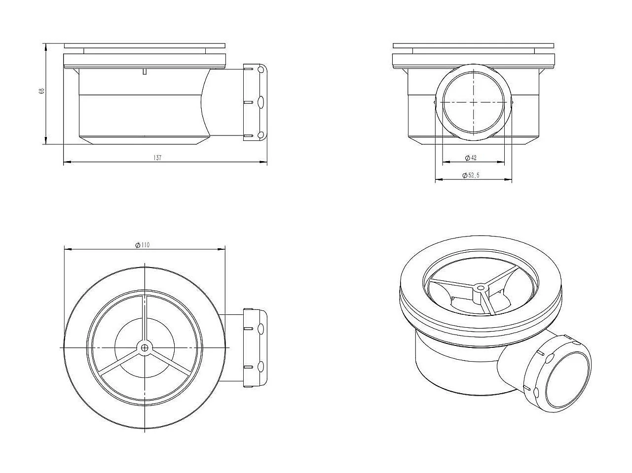 Bonde De Receveur De Douche En Plastique 110Mm H 68 | Muse