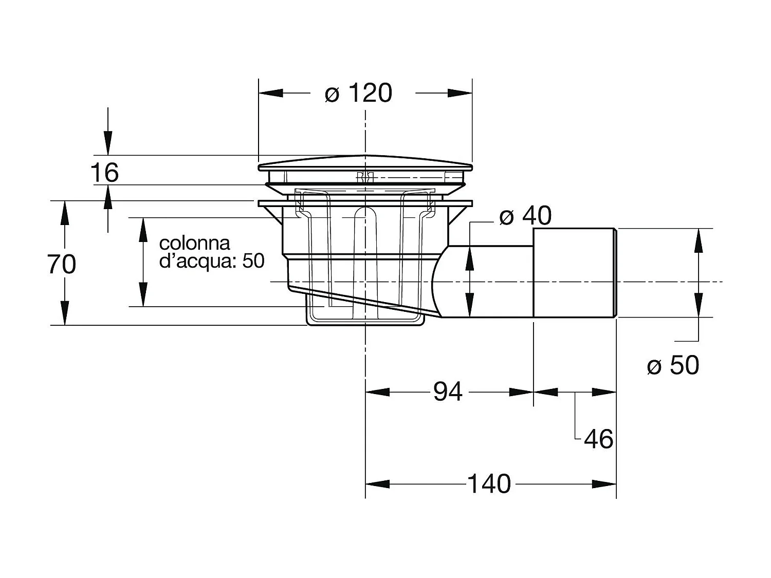 Bonde De Vidage Diamètre 90 Mm Pour Receveurs De Douche Plats