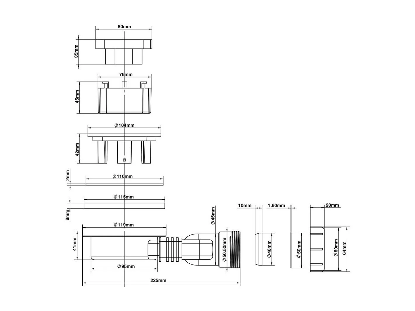 Bonde De Receveur De Douche 110Mm H 50Mm | Muse