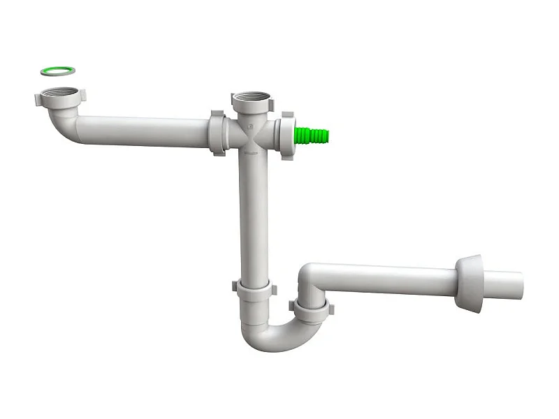 Siphon D'évier Double Entrée Avec Vidange Latérale De L'appareil | Space Cross 2