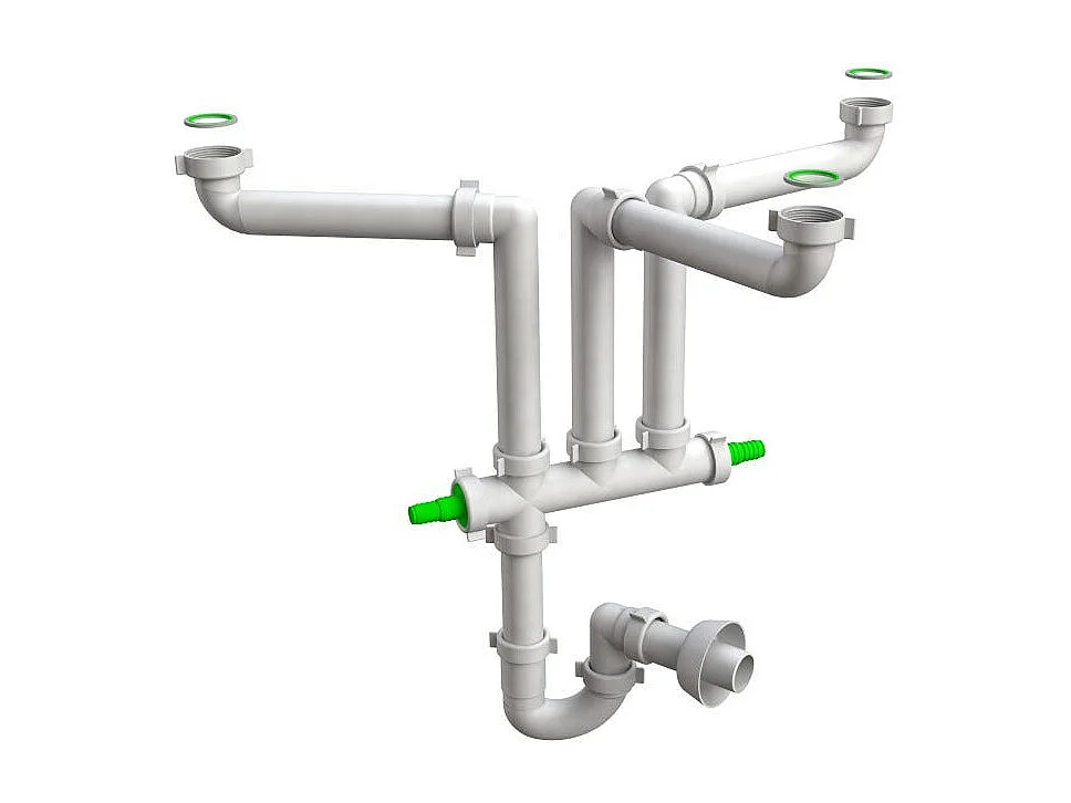 Siphon D'évier De Cuisine 3 Bacs À Faible Encombrement | Space 3