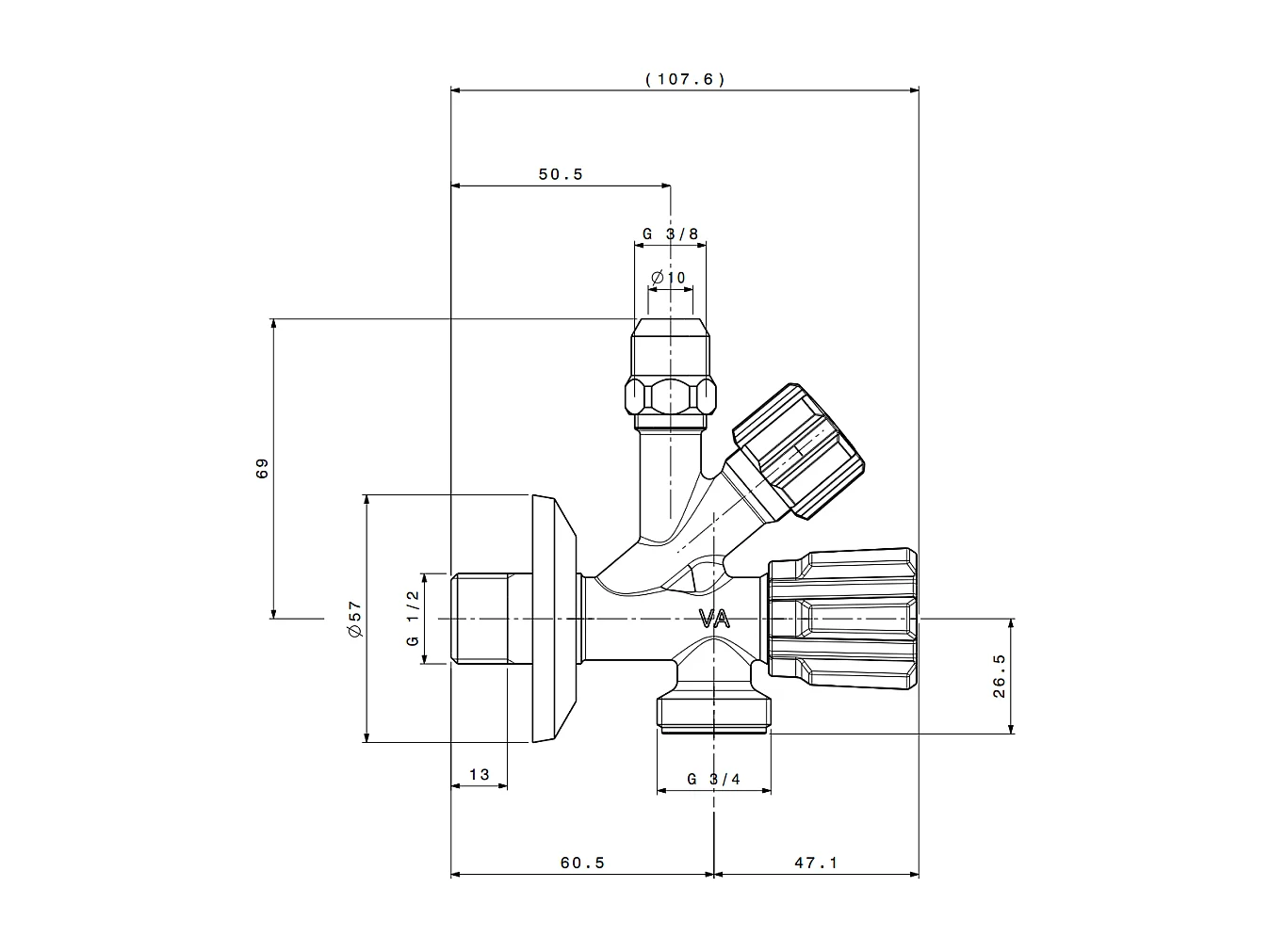 Robinet Combiné Pour Lave-Linge Avec Écrou Conique