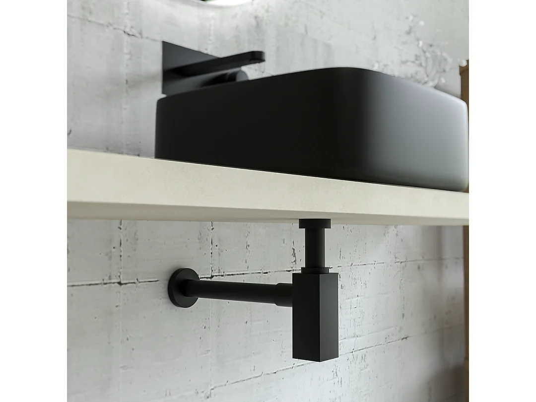 Siphon Décoratif Carré En Laiton Noir Mat