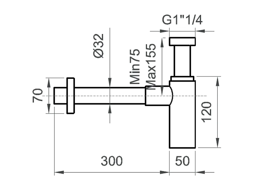 Siphon Décoratif Carré En Laiton Noir Mat