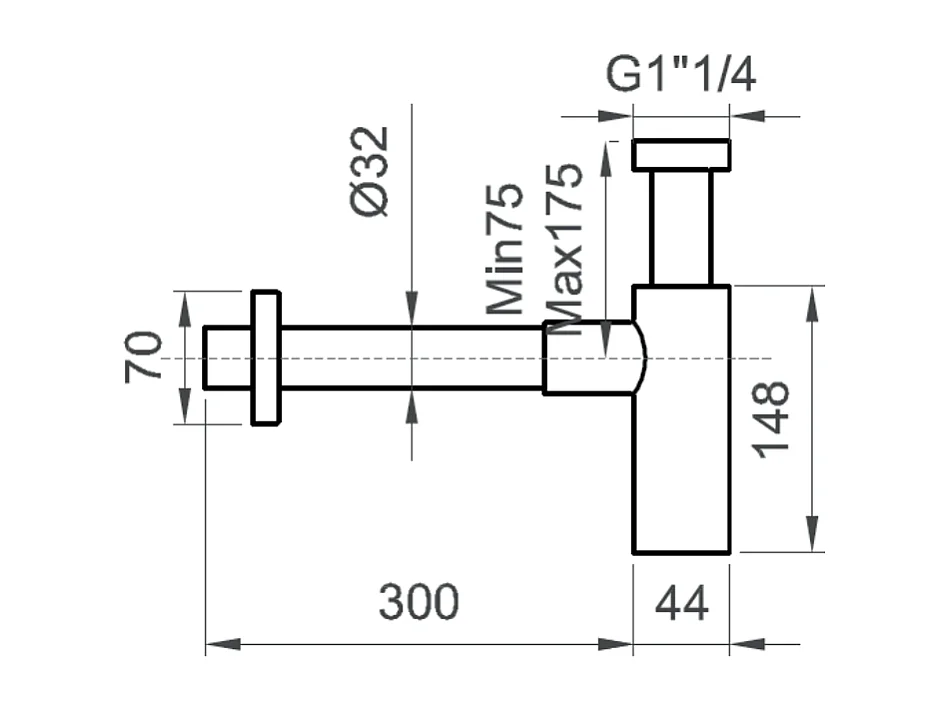 Siphon Rond En Laiton Noir Mat