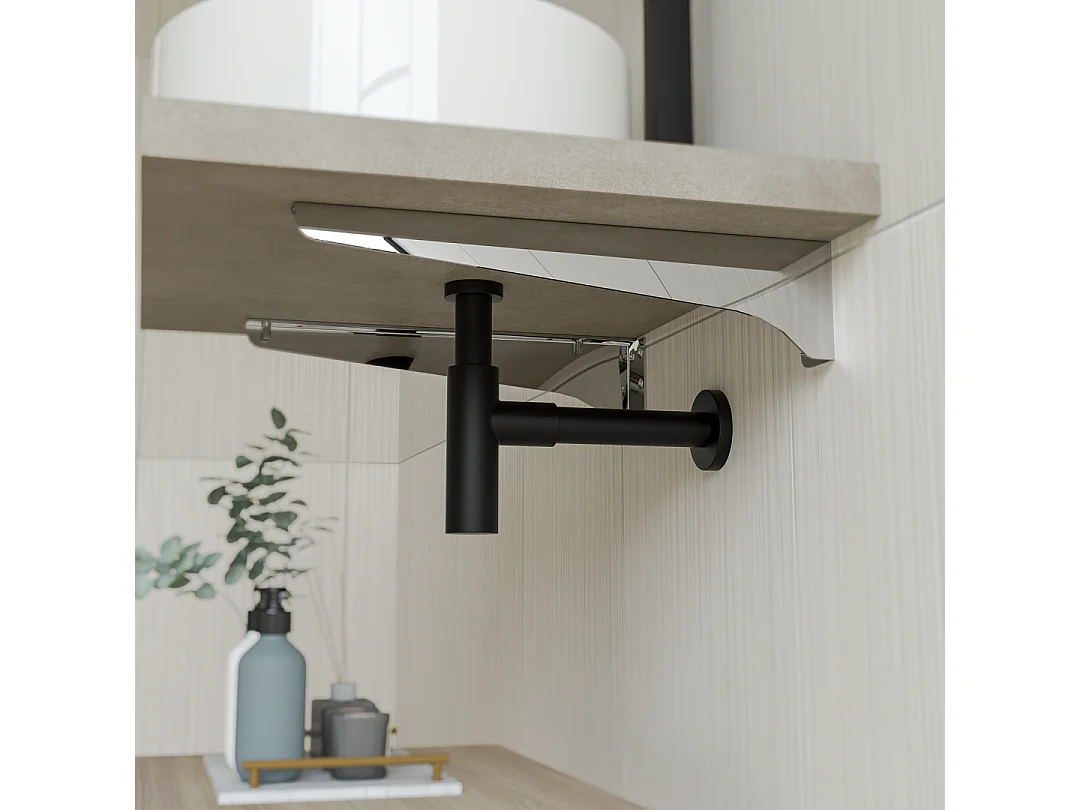 Siphon Rond En Laiton Noir Mat