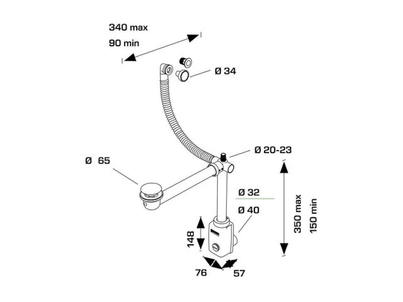 Évacuation Click Clack Avec Siphon Gain De Place Valentina