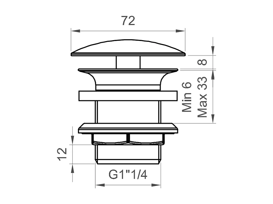 Bouchon De Vidange Libre 1''1/4 Noir Mat