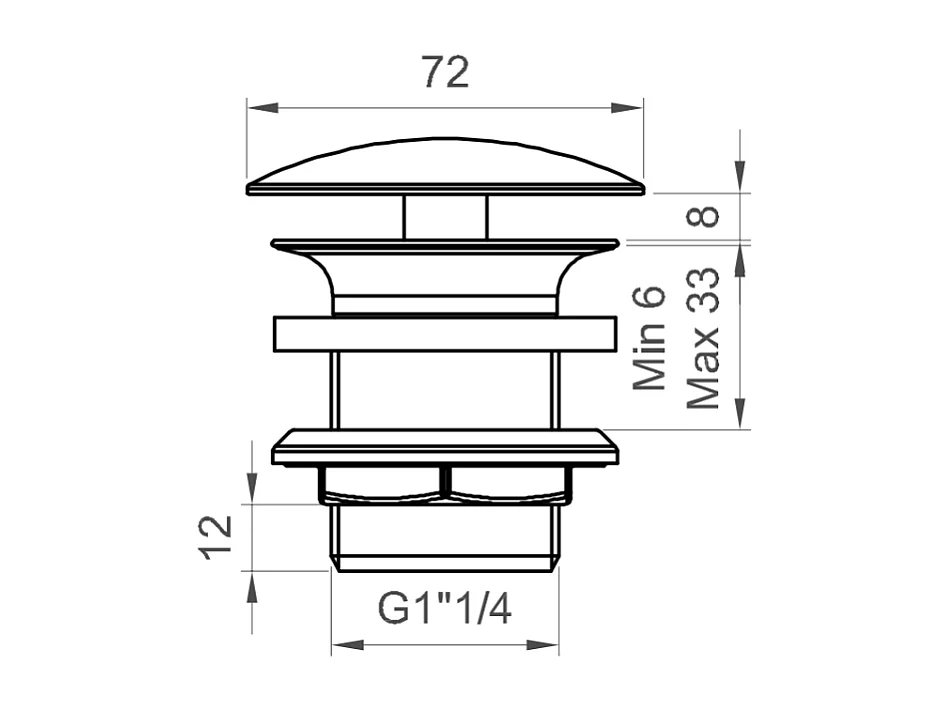 Bouchon De Vidange Libre 1''1/4 Noir Mat