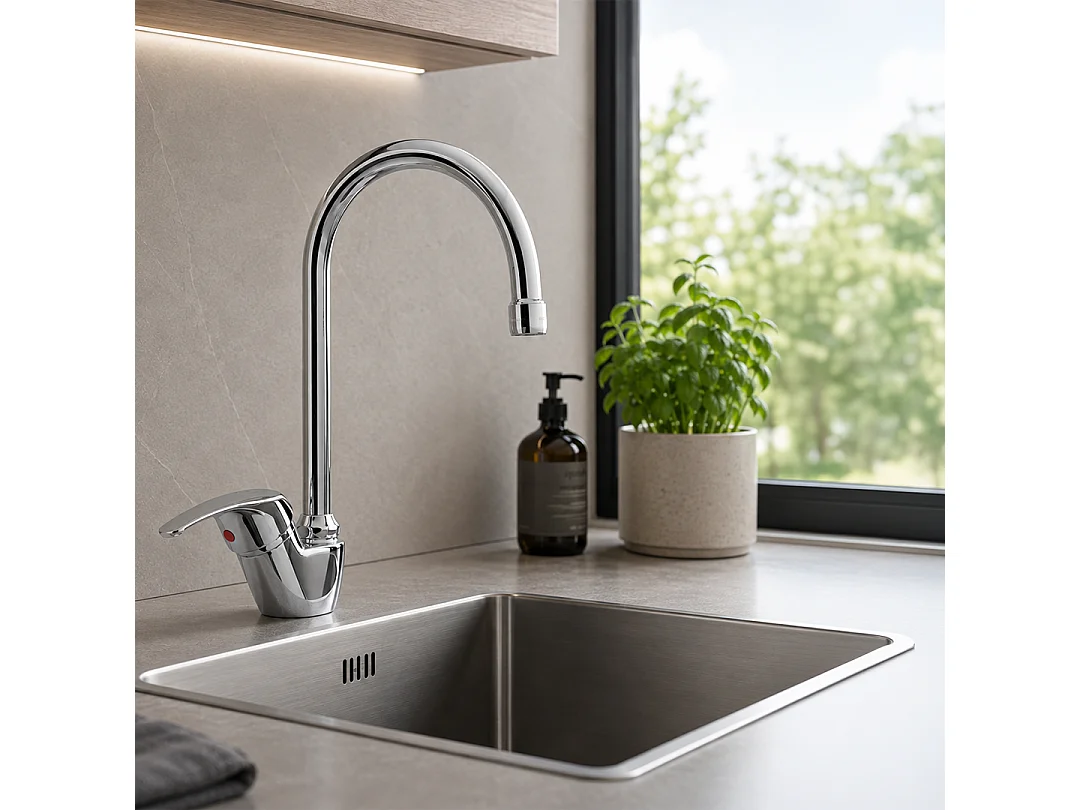 Robinet Mitigeur Avec Bec Verseur Haut Pour Évier De Cuisine | Minerva