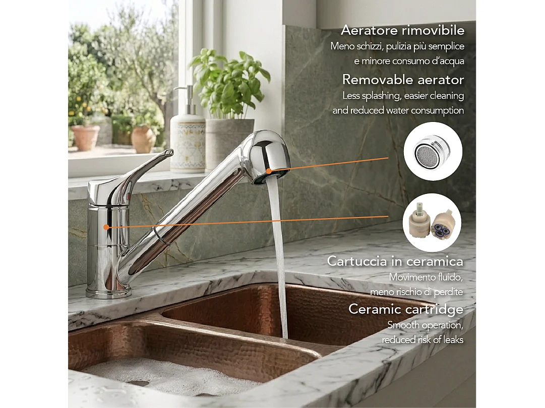 Mitigeur Pour Évier De Cuisine Avec Douchette Extractible | Corallo