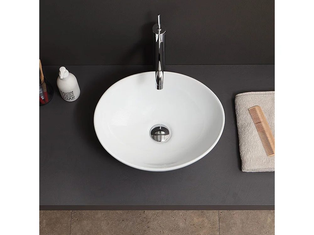 Lavabo À Poser Oval En Céramique Pour Robinet Mural