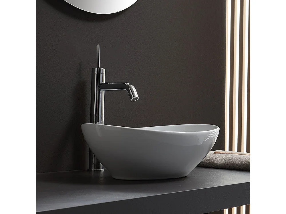 Lavabo À Poser Oval En Céramique Pour Robinet Mural