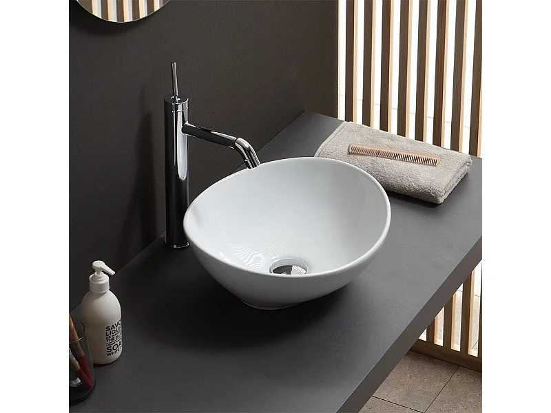 Lavabo À Poser Oval En Céramique Pour Robinet Mural