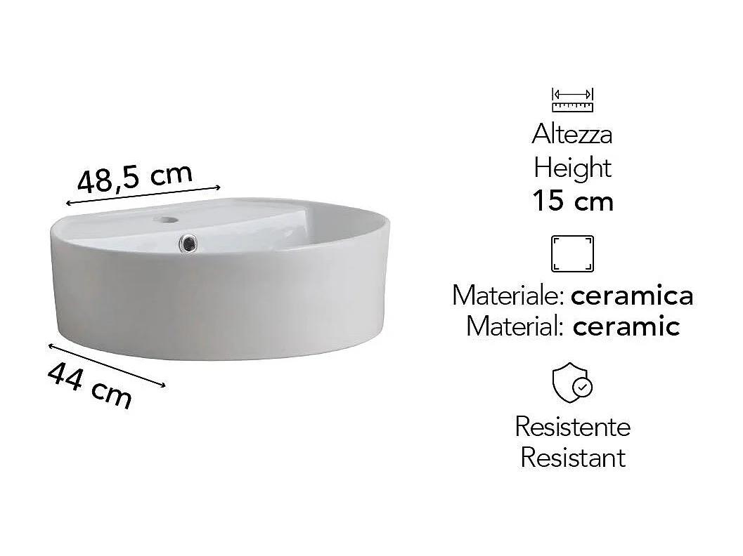 Lavabo Ovale À Poser En Céramique 44 Cm De Profondeur