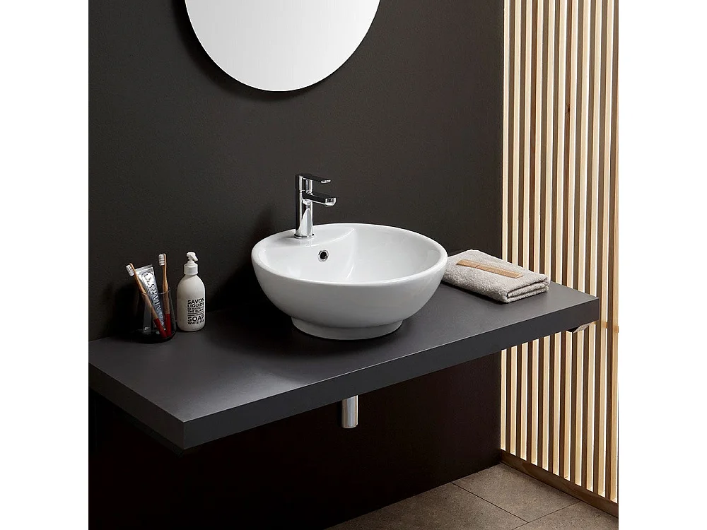 Lavabo À Poser Design Rond Céramique Blanc