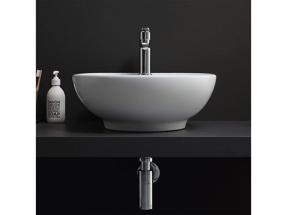 Lavabo À Poser Design Rond Céramique Blanc