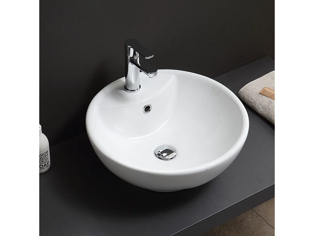 Lavabo À Poser Design Rond Céramique Blanc