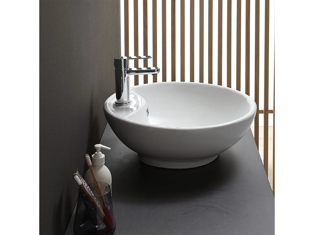 Lavabo À Poser Design Rond Céramique Blanc