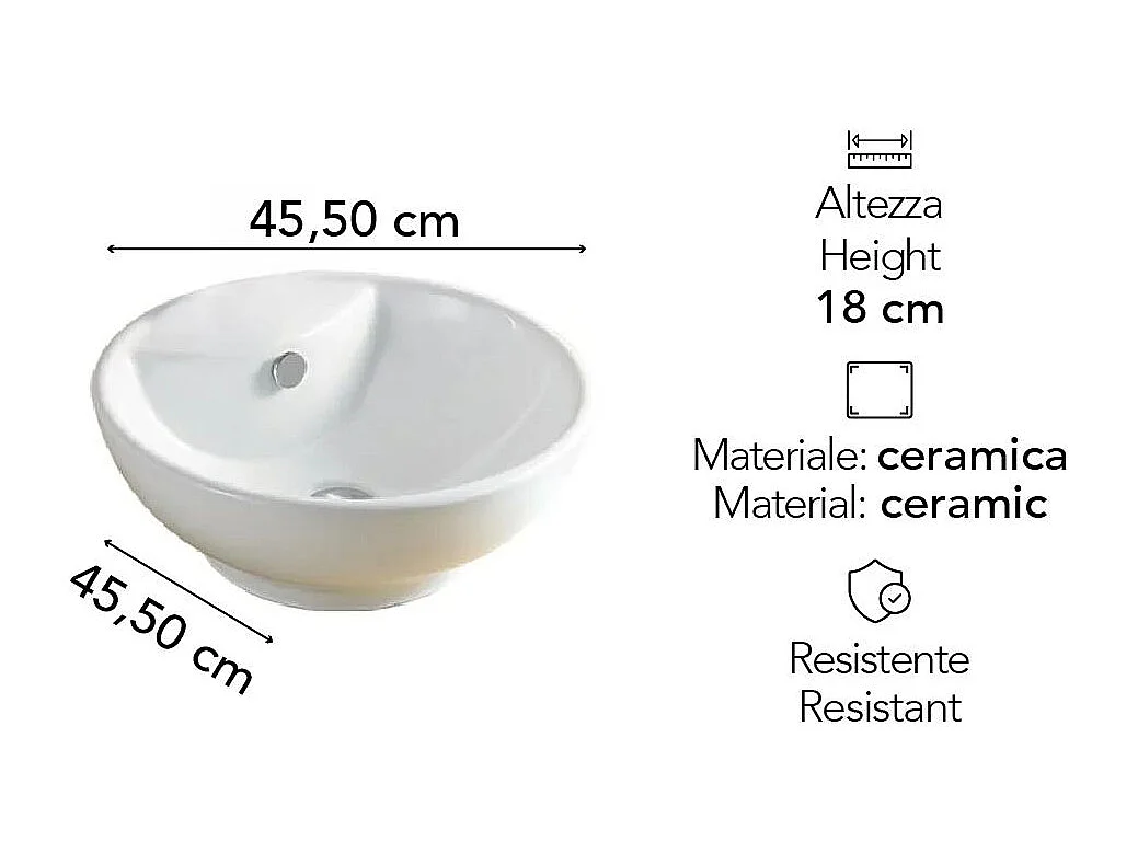 Lavabo À Poser Design Rond Céramique Blanc