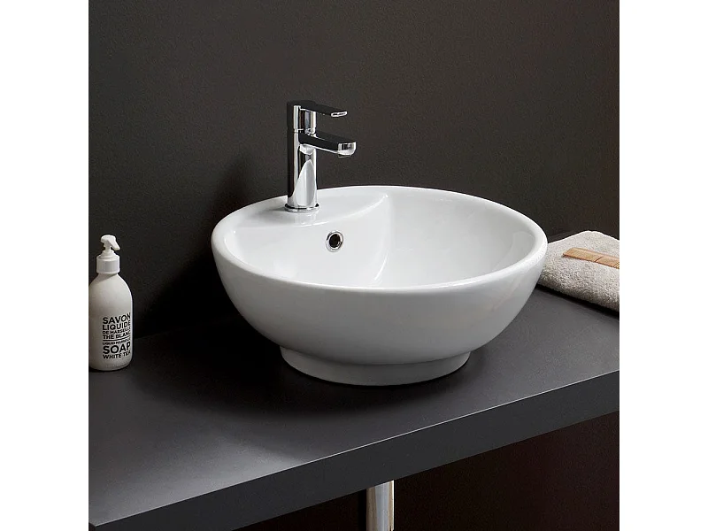 Lavabo À Poser Design Rond Céramique Blanc