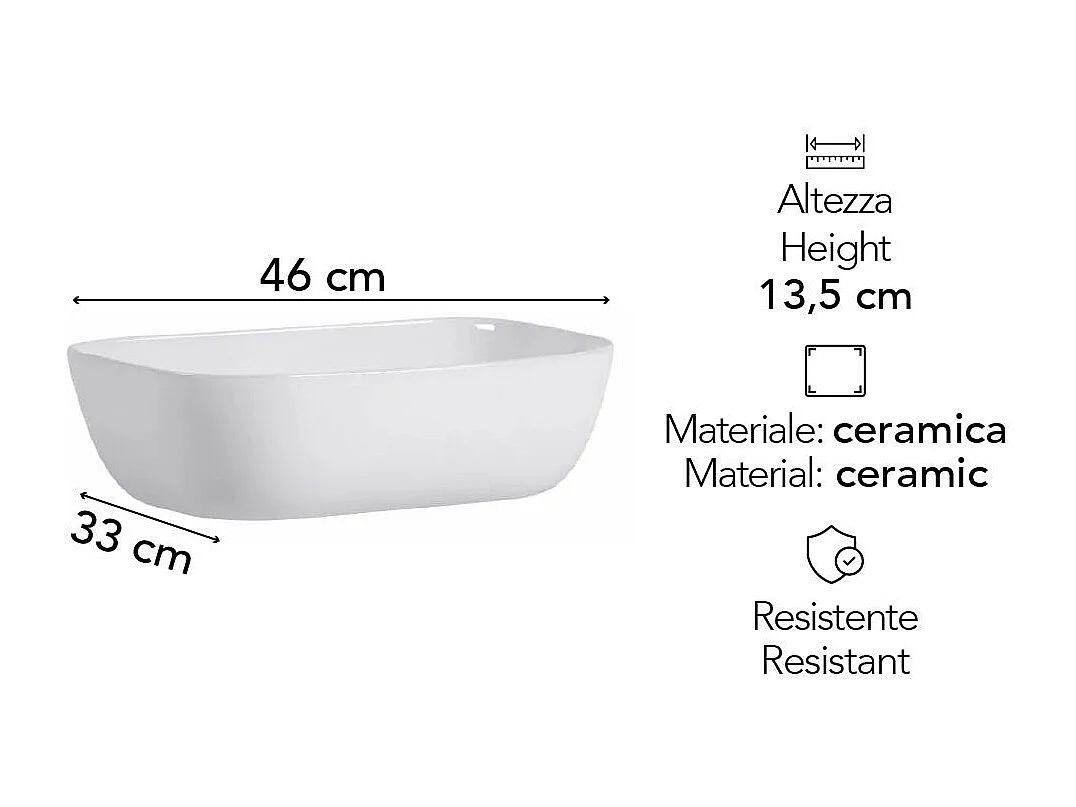 Lavabo Rectangulaire En Céramique Blanche L 46Cm À Poser