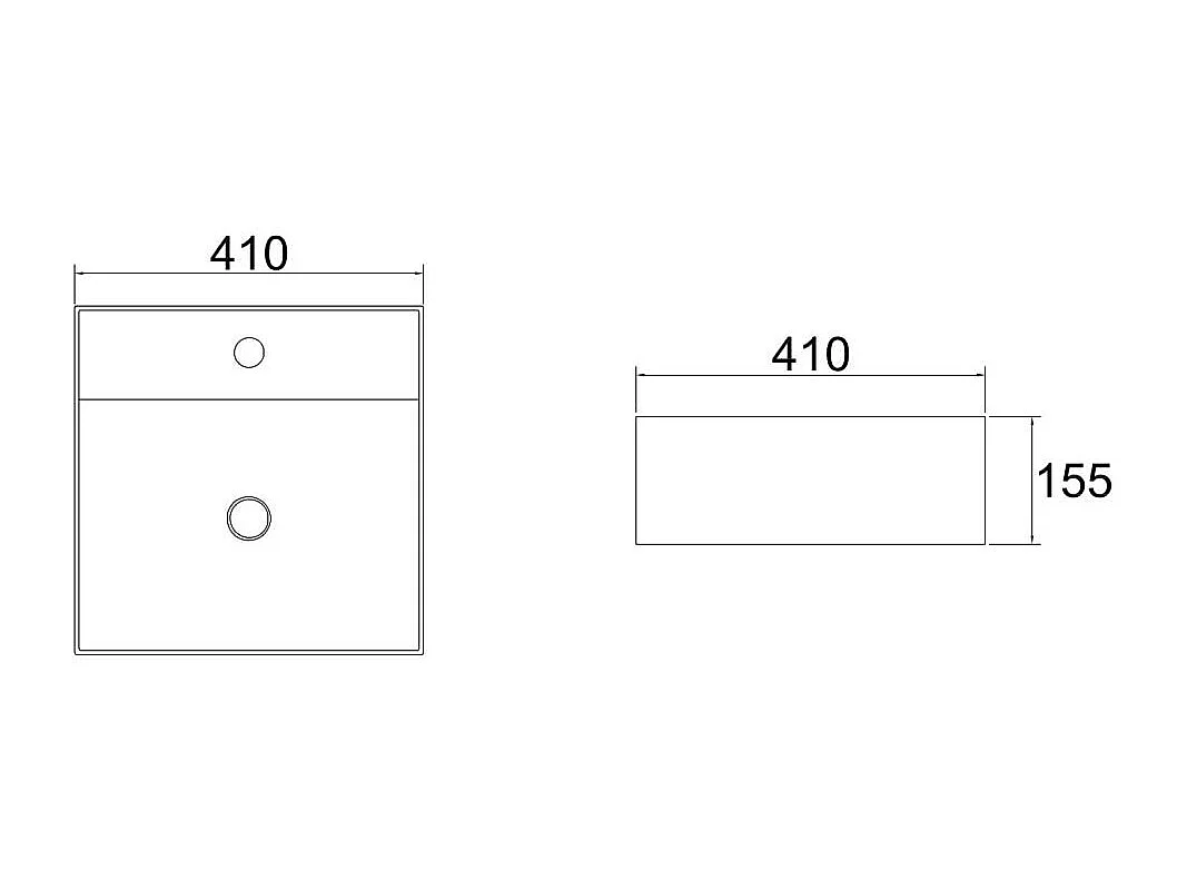 Lavabo Décoratif Carré 41X41cm En Céramique Blanche Avec Trou Pour Robinet