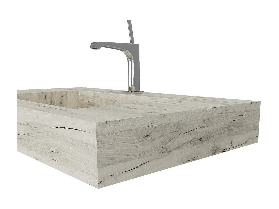 Lavabo Stratifié 80 Cm Hpl Chêne Glacé