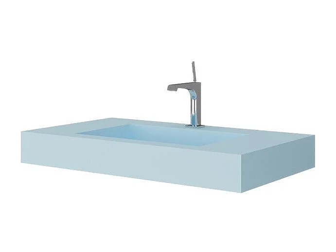 Lavabo Hpl 80 Cm Bleu Ciel Avec Cuvette Centrale