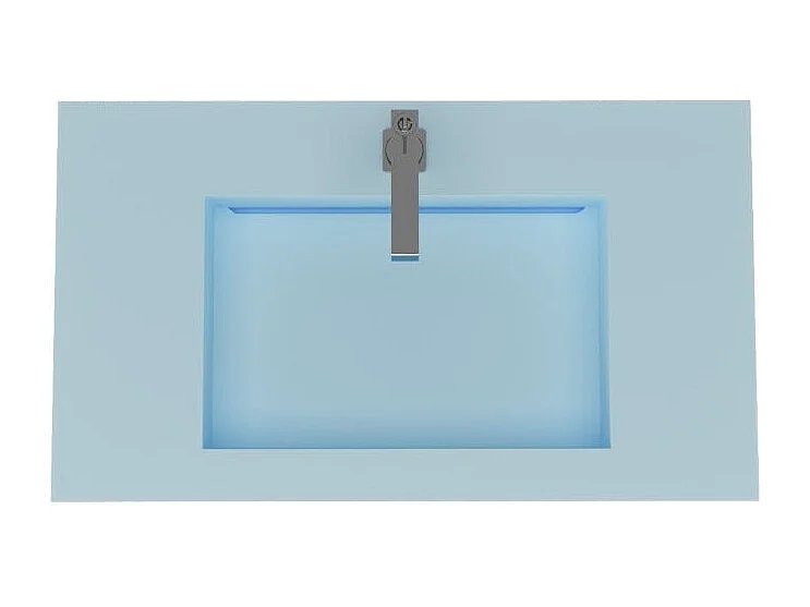 Lavabo Hpl 80 Cm Bleu Ciel Avec Cuvette Centrale
