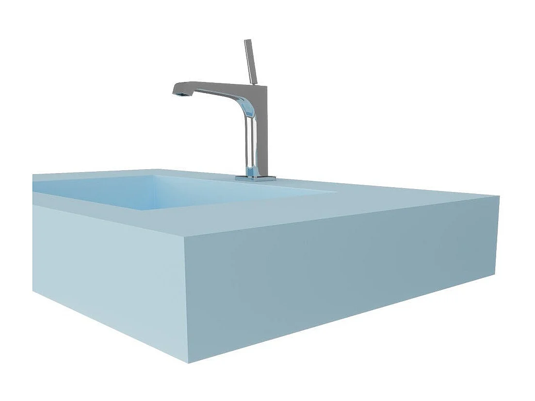 Lavabo Hpl 80 Cm Bleu Ciel Avec Cuvette Centrale