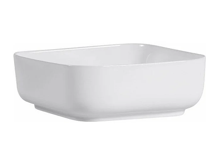 Lavabo Carré De 40 Cm Avec Angles Biseautés En Céramique Blanche Pour Installation Sur Plan
