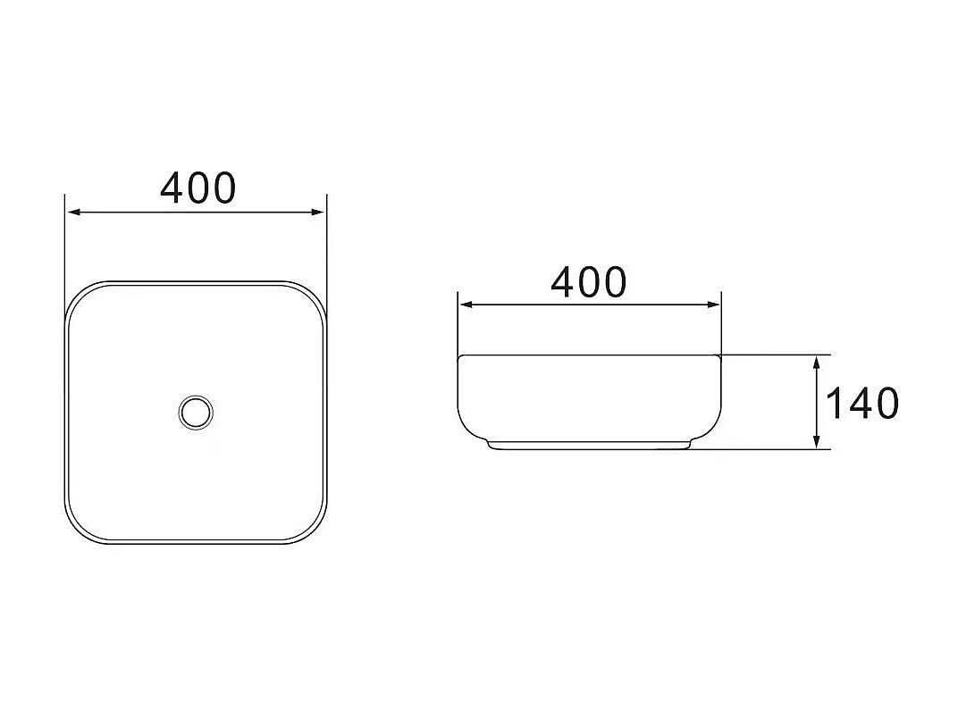 Lavabo Carré De 40 Cm Avec Angles Biseautés En Céramique Blanche Pour Installation Sur Plan