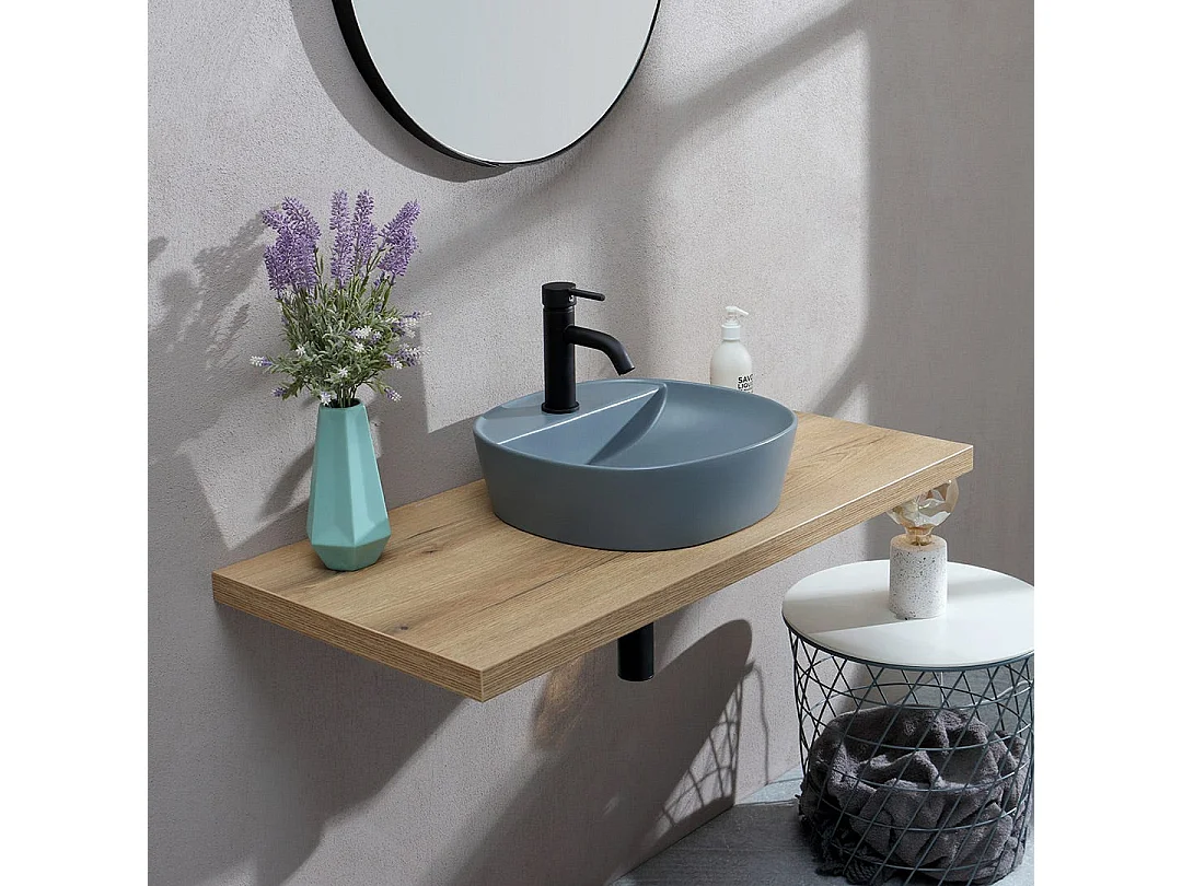 Lavabo Rond À Poser Gris Bleuté