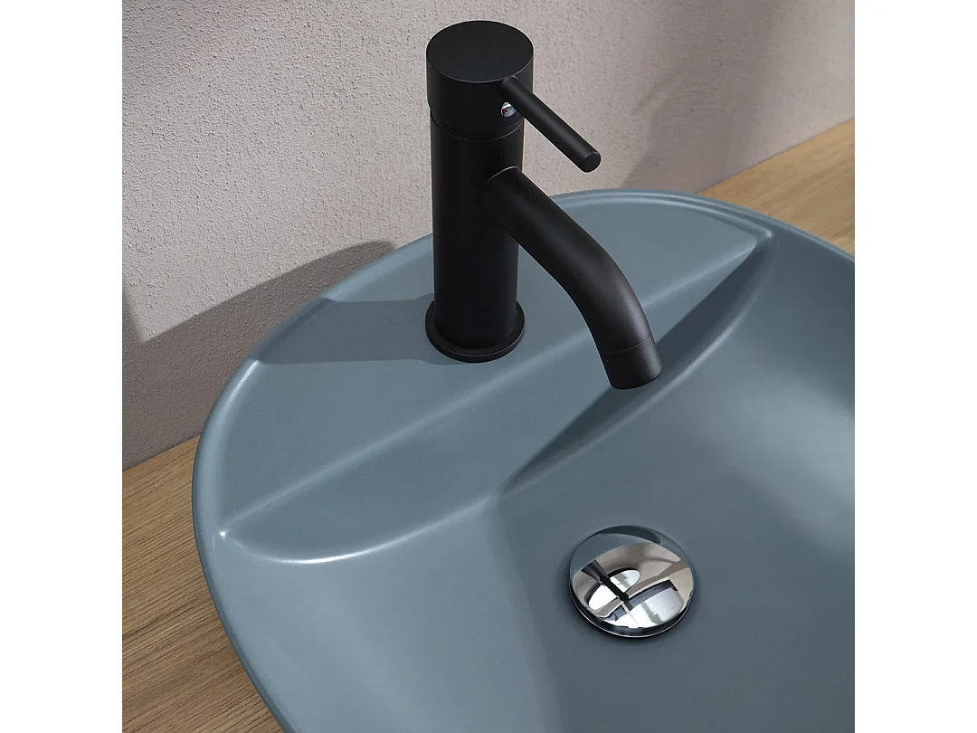 Lavabo Rond À Poser Gris Bleuté