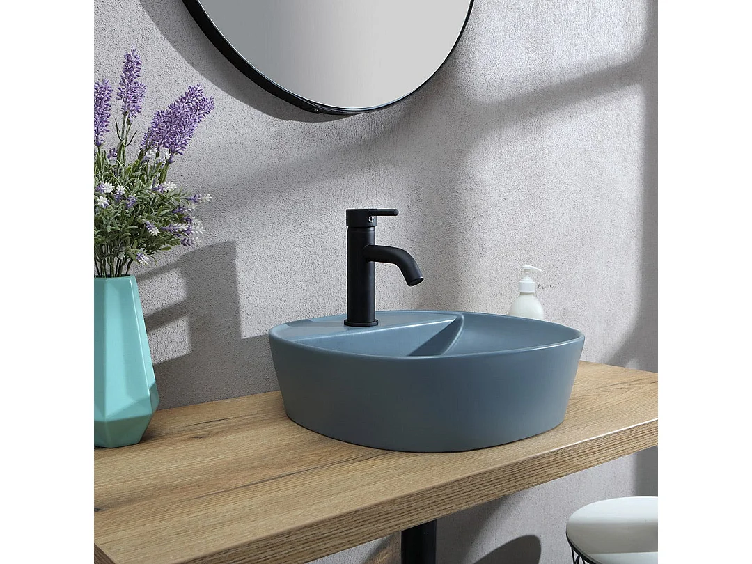 Lavabo Rond À Poser Gris Bleuté