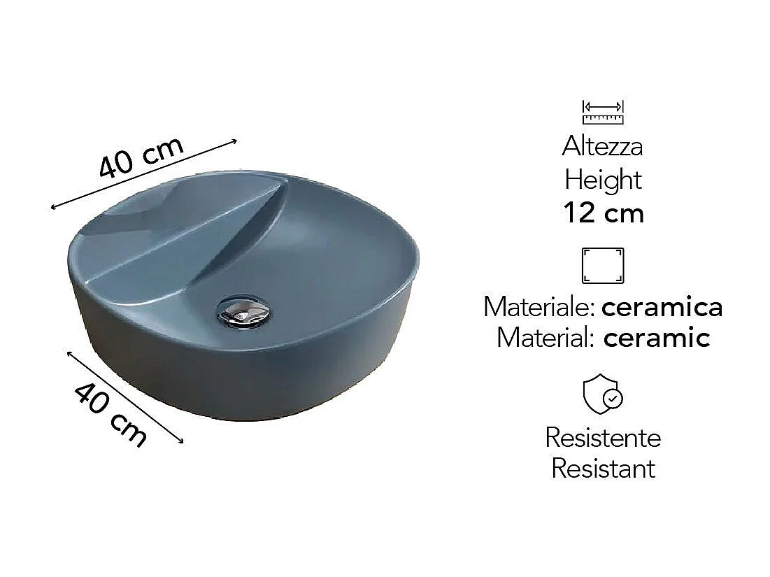 Lavabo Rond À Poser Gris Bleuté