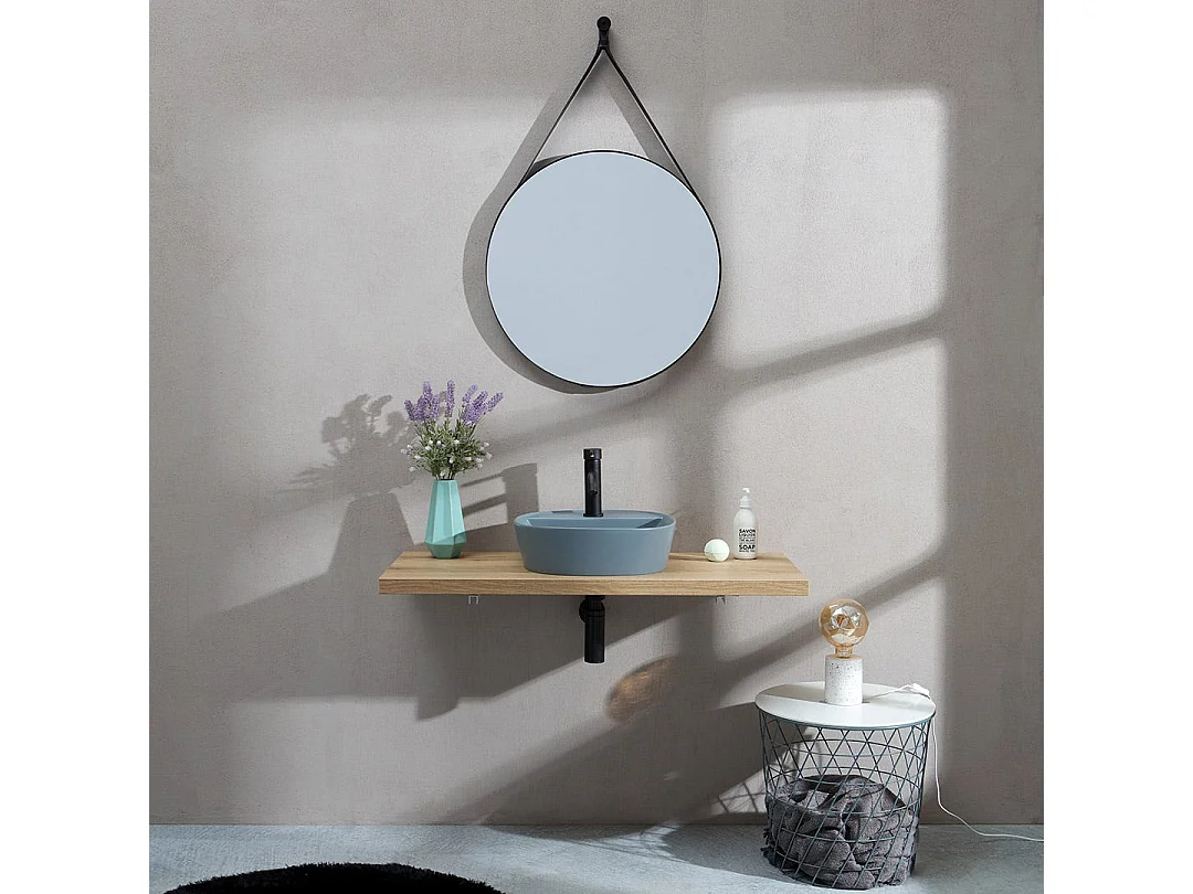 Lavabo Rond À Poser Gris Bleuté