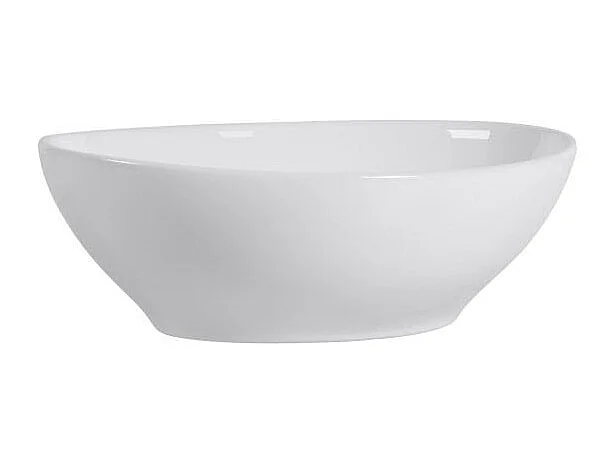 Lavabo Ovale Sur Plan En Céramique Blanche Pour Robinetterie Murale